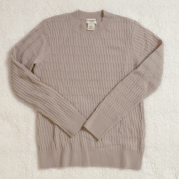 Club Monaco Cashmere Knit Crewneck Sweater size XS Neutral Color - Picture 1 of 8